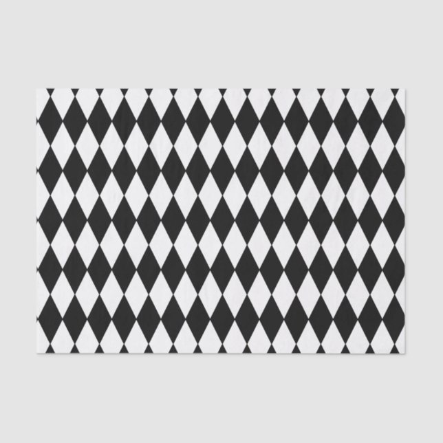 Custom Harlequin Black Diamond Tissue Paper (Front)