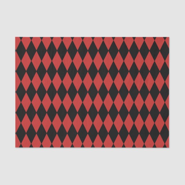 Custom Harlequin Red/Black Diamond Tissue Paper (Front)