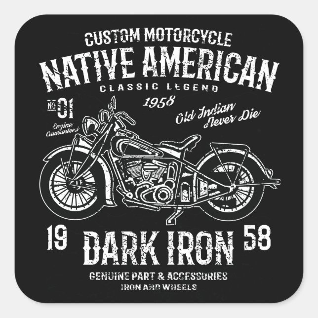 Custom Harley Indian Motorcycle Classic Legend Square Sticker (Front)