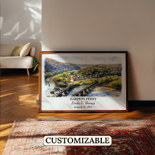 Custom Harpers Ferry Wall Art, West Virginia Poster