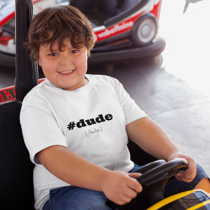 Custom Hashtag dude Name Kid's Youth White T-Shirt