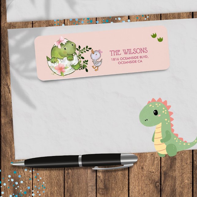 Custom Hatching Dino & Duckling Return Address (Custom Hatching Dino & Duckling Return Address Label)