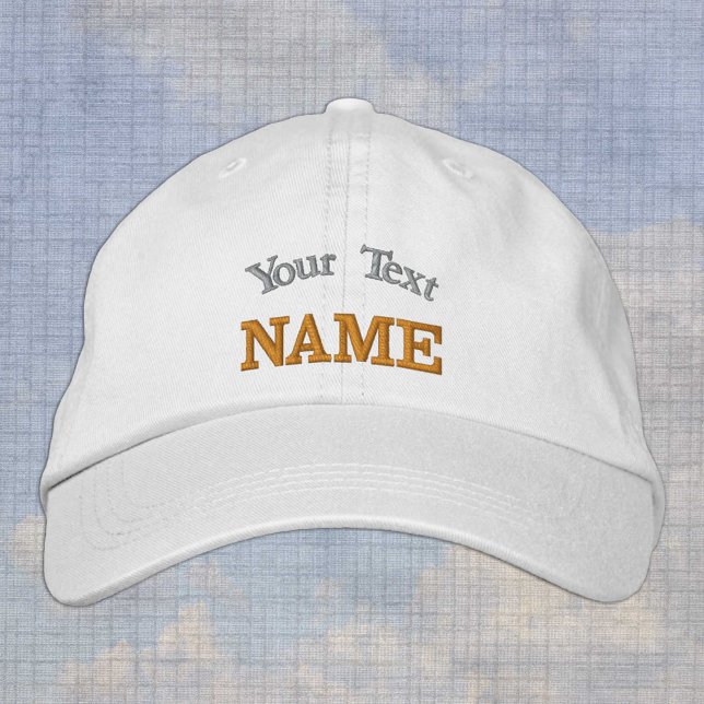 Custom hats, personalised text white embroidered b hat (Creator Uploaded)