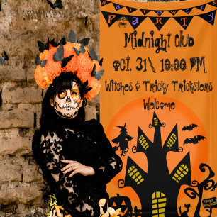 Custom haunted house halloween party banner