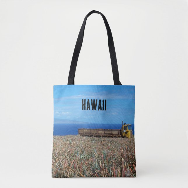 Custom Hawaii Pineapple Farm Ocean View Tote (Front)