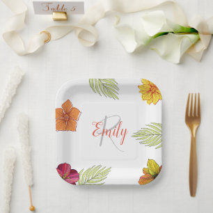 Custom Hawaiian Aloha Floral Paper Plate