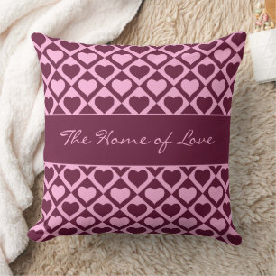 Custom Heart Checkerboard Pattern Bordeaux Pink - Cushion