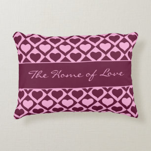 Custom Heart Checkerboard Pattern Bordeaux Pink -  Decorative Cushion