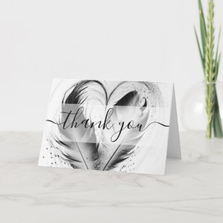Custom Heart Feathers Thank You Card