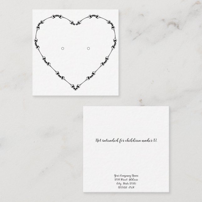 Custom Heart Flourish Frame Earring Display Card (Front/Back)