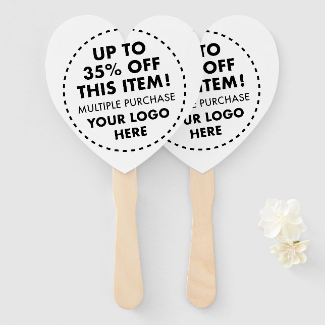 Custom Heart Hand Fans 35% OFF Bulk Buy Discount (Front and Back)
