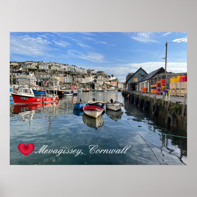 Custom Heart Mevagissey Fish Landing Quay Cornwall Poster (Front)