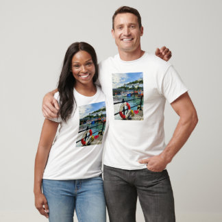 Custom Heart Mevagissey Harbour Lifebuoy Cornwall T-Shirt
