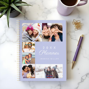 Custom Heart Multiple Photo Collage Minimal Purple Planner