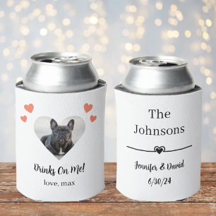 Custom Heart Photo Dog Wedding Can Cooler