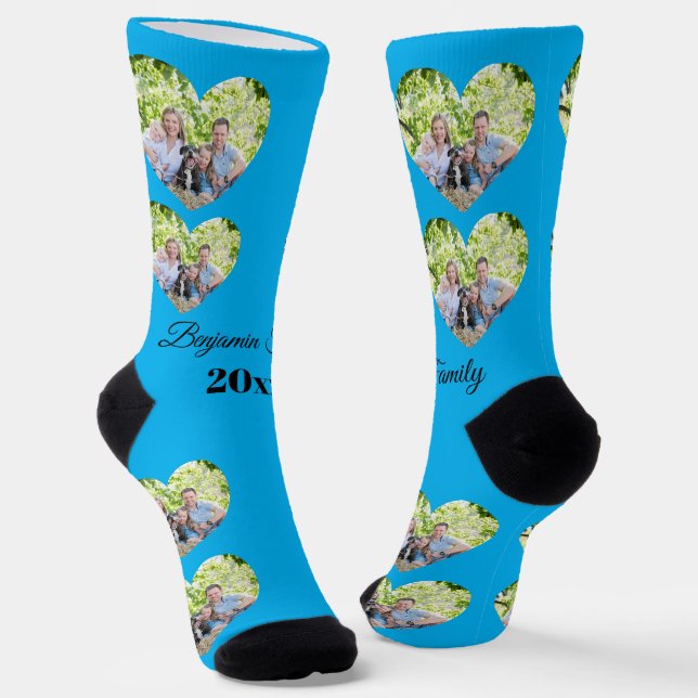 Custom Heart-Photo Family Socks | Personalized Gif (Angled)