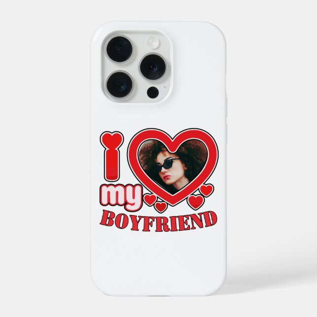 Custom Heart Photo I Love My Boyfriend  iPhone Case (Back)