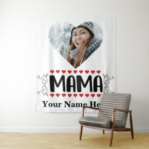 Custom heart photo Mama love hearts Tapestry