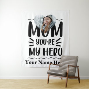 Custom heart photo Mum you're my hero Tapestry