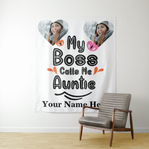 Custom heart photo My Boss Calls Me Auntie Tapestry