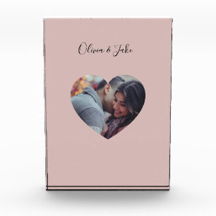 Custom Heart Photo Newlyweds Wedding Gift  Block