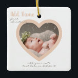 Custom Heart Photo Script Baby Girl 1st Christmas Ceramic Ornament<br><div class="desc">Custom Heart Photo Script Baby Girl 1st Christmas Ceramic Ornament</div>
