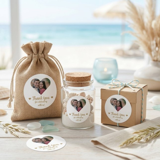 Custom Heart Photo Wedding Favour Stickers (Creator Uploaded)