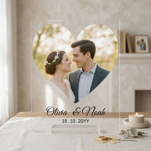 Custom Heart Photo Wedding Personalised Couple Acrylic Sign