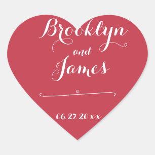 Custom Heart Red Wedding Stickers