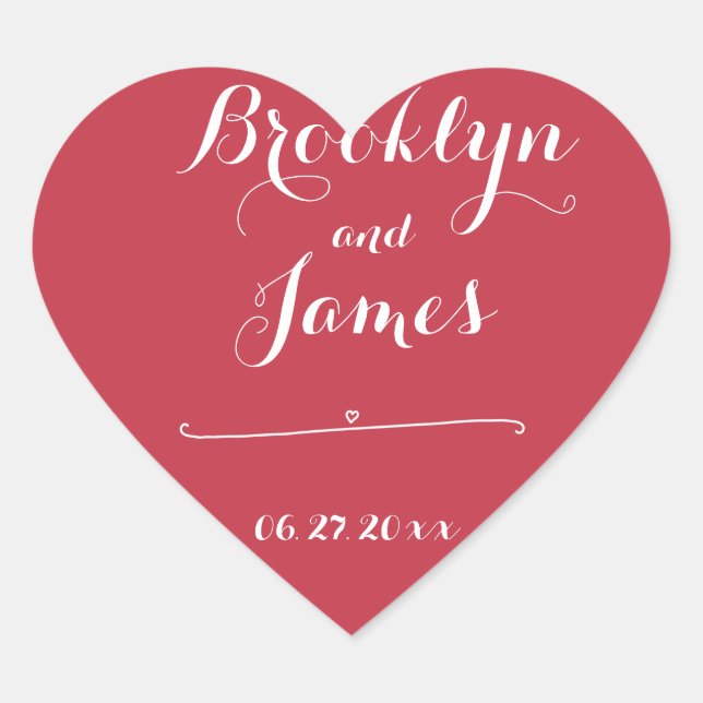 Custom Heart Red Wedding Stickers (Front)