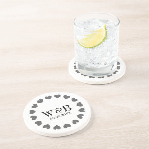 Custom heart sandstone coaster for wedding couple