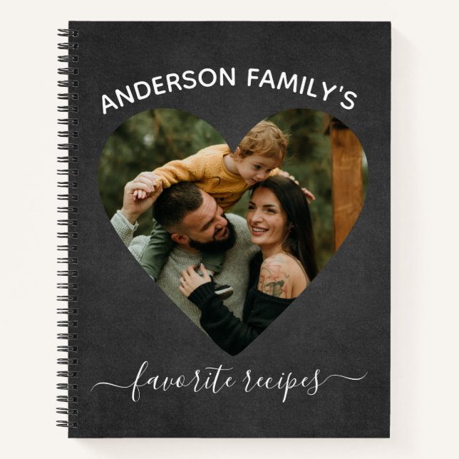 Custom Heart Shape Family Photo Recipe  Notebook (Front)