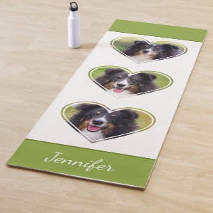 Custom Heart Shape Pet Photo Templates With Text Yoga Mat