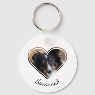 Custom Heart Shape Pet Photo With A Name Key Ring