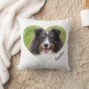 Custom Heart Shape Pet Photos & Personalised Text Cushion
