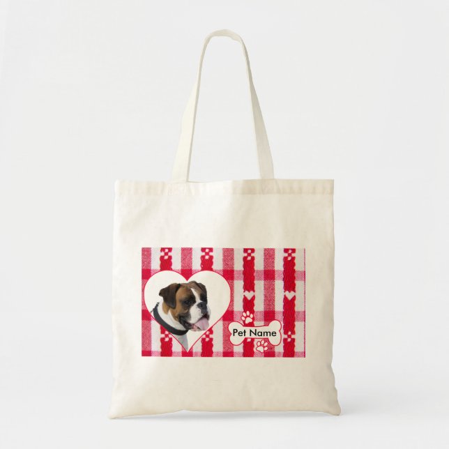 Custom Heart Shaped Boxer Cotton Tote Bag (Front)