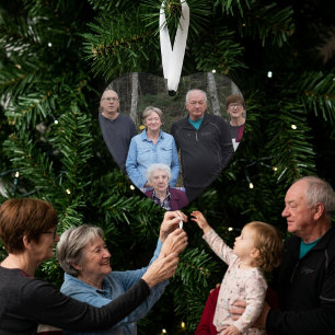 Custom HEART Shaped Green/ Red Family Photo Ornament