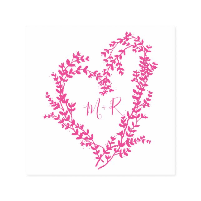 Custom Heart-Shaped Leaves Wedding Self-inking Stamp (Design)