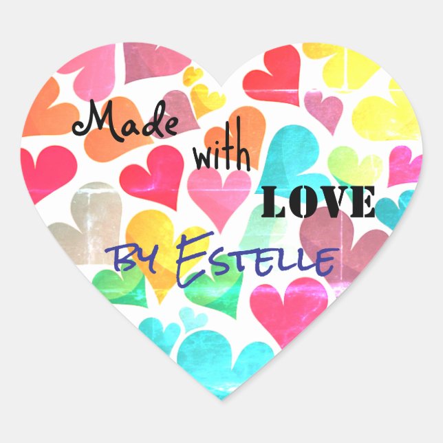 Custom heart-shaped stickers, made with love heart sticker (Front)