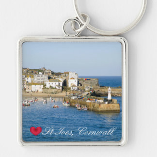 Custom Heart St Ives Harbor Pier Cornwall Photo Key Ring