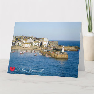 Custom Heart St Ives Harbour Pier Cornwall Photo Card