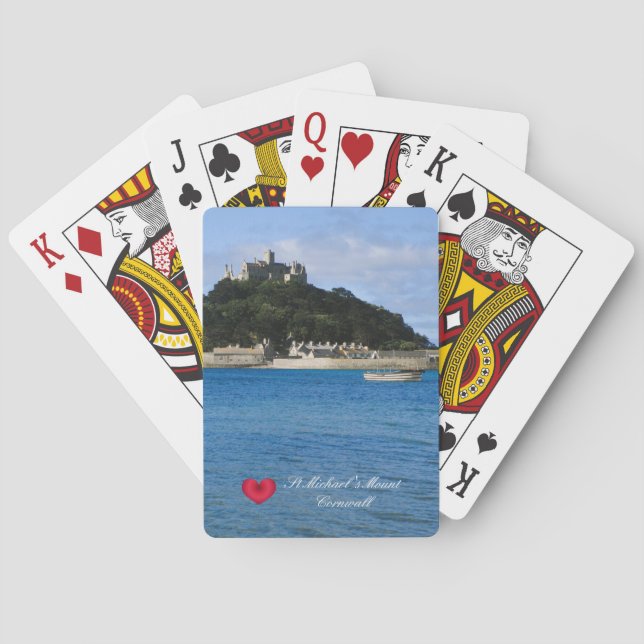 Custom Heart St Michaels Mount Cornwall Photo Playing Cards (Back)