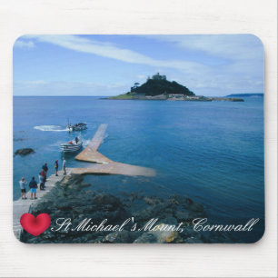 Custom Heart St Michaels Mount Cornwall with Boats Mouse Mat