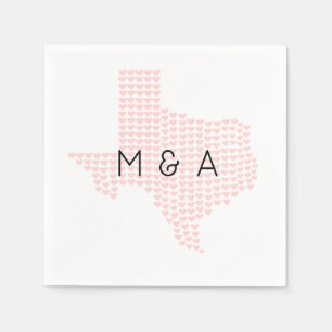 Custom Heart-Themed Texas Wedding Napkin