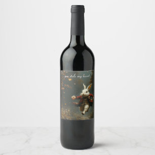 Custom Heart Thief Bunny Vintage Artisan Wine Label