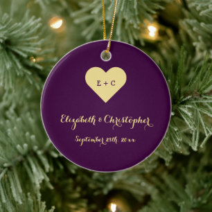 Custom Heart Wedding Anniversary Our First Married Ceramic Tree Decoration