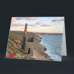 Custom Heart Wheal Coates St Agnes Cornwall Photo Card<br><div class="desc">Customisable photos of Cornwall’s beauty, this one of Wheal Coates near St Agnes on Cornwall's North Coast at sun down, the red sun at the horizon staining the clouds a pretty peach colour. Towanroath Shaft Pumping Engine House, part of the Wheal Coates tin mine sett, was built in 1872 on...</div>