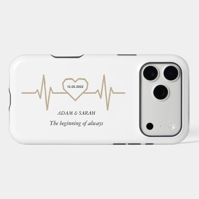 Custom Heartbeat iPhone Case - Personalised Date & (Back Horizontal)