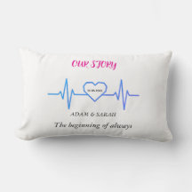 Custom Heartbeat Throw Pillow - Personalized Anniv