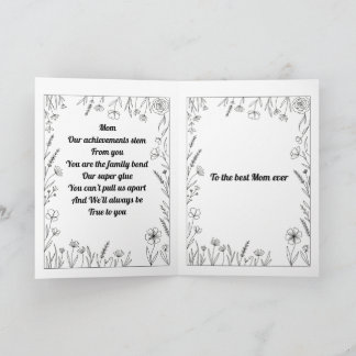 Custom Heartfelt Mother's Day Poem Card. Card